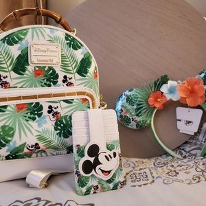 Disney Parks Tropical Mickey and Minnie Loungefly Set